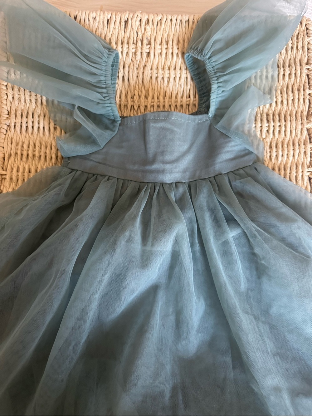 Indie Blue Sheer Tulle Dress in Dusty Teal